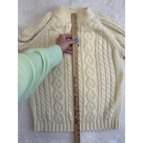 Vintage Wayne Taylor Cable Knit Ivory Irish Fisherman Sweater Harry Met Sally - Picture 5 of 8